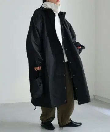 아페레트로 ap 레트로 볼륨 슬리브 후드 롱 블루종 코트