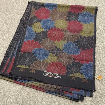 미재단 오시마 명주 국화 문양 옷감 순수 실크