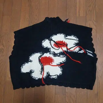 ZARA 꽃무늬 니트 베스트 블랙