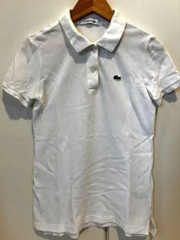 LACOSTE 화이트 피케 셔츠 일본제 여성용 사이즈 34 S