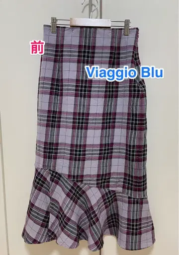 Viaggio Blu 체크 무늬 울 머메이드 스커트