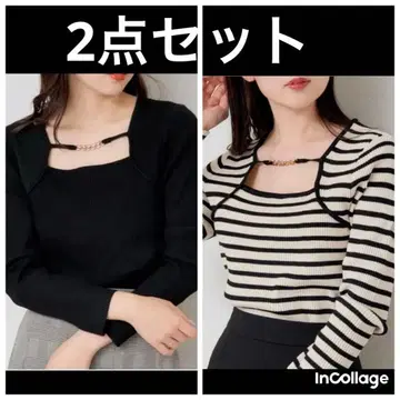 프론트 체인 디자인 볼레로 리브 니트