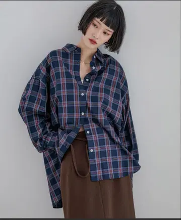 LOWRYS FARM 오버 사이즈 체크 셔츠