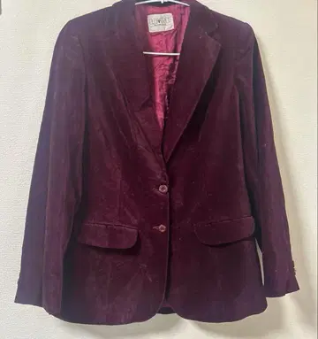 레어 PLUMTREE 버건디 벨벳 테일러드 자켓