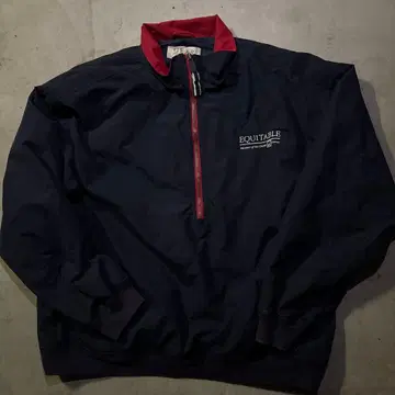 EQUITABLE 나일론 자켓 L 사이즈 네이비/레드 짧은 기장 y2k