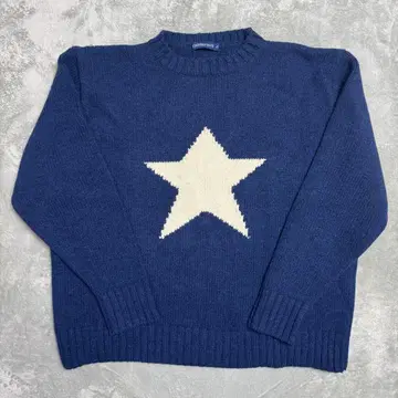 컨디션 최상 THREE FACE 스타 니트 스웨터 네이비 L 사이즈