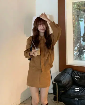 스웨이드 자켓 스커트 세트 nugu