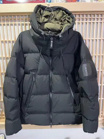 CAMP7 후드 부착 블랙 다운 자켓 XL