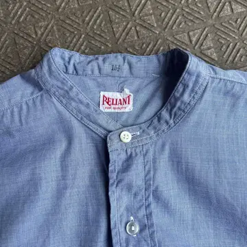 [Uk 제조] 블루 줄무늬 Reliant 노카라 셔츠 탈부착 칼라 포함