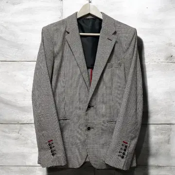 남성용 자켓 블랙 화이트 체크 무늬