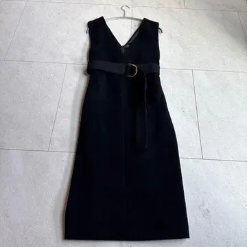 블랙 V넥 벨트 원피스