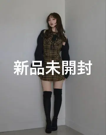 andmary Mimi check set mini dress yellow