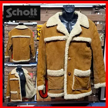 80s Schott 빈티지 무스탕 보아 스웨이드 런치 코트 38