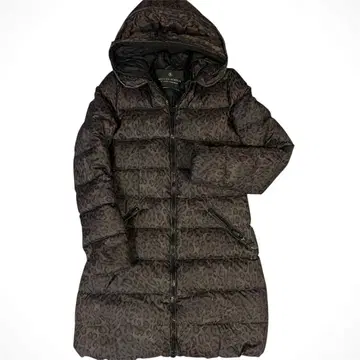 MAISON SCOTCH 레오파드 무늬 후드 부착 롱 다운 자켓