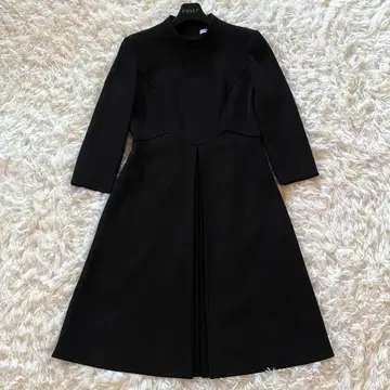 폭시 뉴욕 원피스 하이넥 플리츠 긴팔 블랙