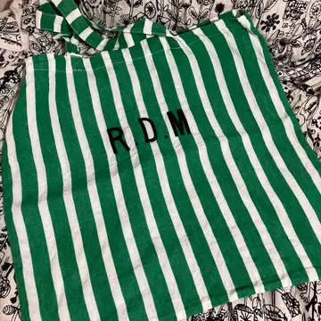 R.D.M 그린과 화이트 스트라이프 토트백