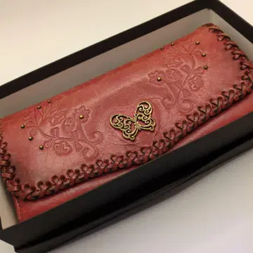 RITTA SUI 자수 뜨개질 장지갑 빨간색