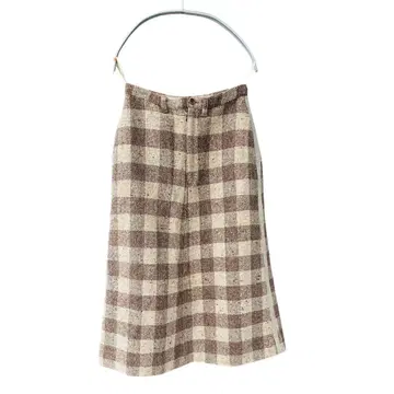 핑크하우스 체크 롱 스커트 브라운