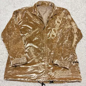 DOUX DOUCE 골든 벨로아 & 골드 자수 오버 사이즈 블루종