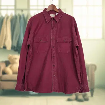 Xmas 세일 80s L.L.Bean USA제 샤모어 셔츠 다크 레드
