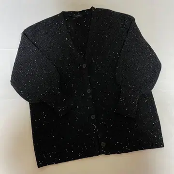 JENASIS 지나시스 라메 니트 가디건 블랙