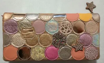 컬러풀 패치워크 장지갑 츠모리치사토 핑크 골드