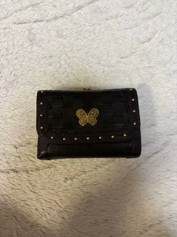 ANNA SUI 삼단 지갑 퍼플 뜨개질 버터플라이