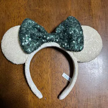 디즈니 머리띠 스팽글 화이트 그린