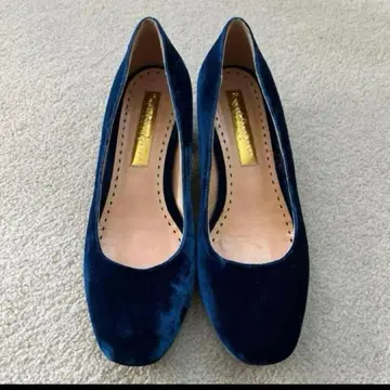 Rupert Sanderson 36 네이비 벨벳 펌프스 낮은 힐