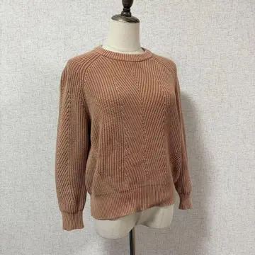 DEMYLEE/베이지 브라운 래글런 슬리브 니트 코튼 100%