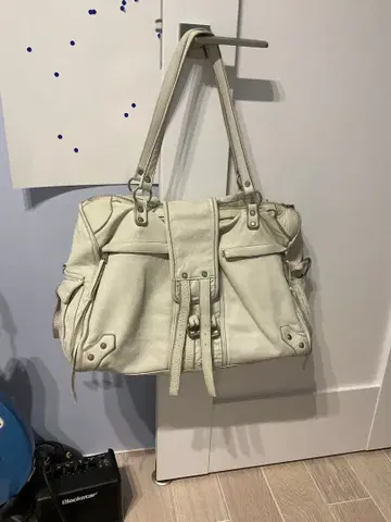 90s 화이트 숄더백 다기능 포켓 부착