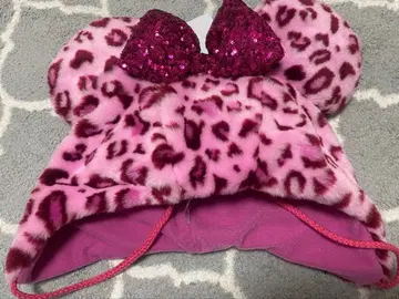 디즈니 미니 레오파드 무늬 핑크 팬캡