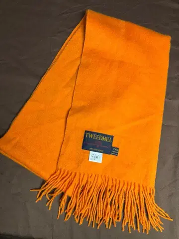 TWEEDMILL 오렌지 머플러 대형 울 100%