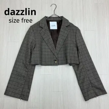 dazzlin 다즐린 지퍼 슬리브 체크 무늬 숏 자켓