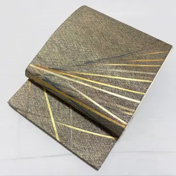 A 라인 무늬 금실 금채 순수 실크 롯츠 후쿠로 오비 포멀 O20