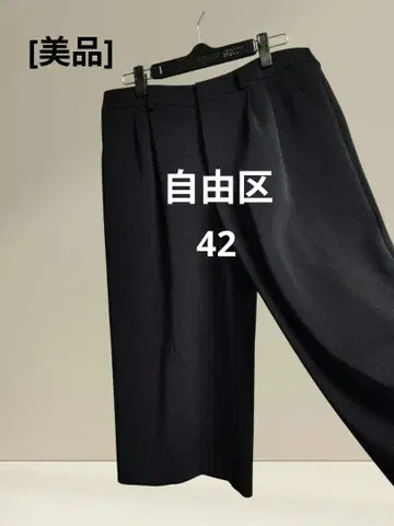 [새상품급] 자유구 빅 사이즈 와이드 팬츠 블랙 42 세탁 가능!