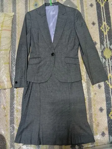 PSFA 스트라이프 스커트 수트 그레이