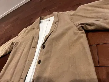 베이지 코튼 혼방 롱 코트