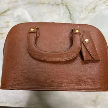 브라운 합성 피혁 핸드백
