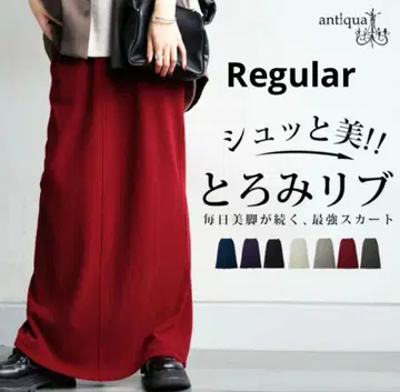 안티카 리브 롱 스커트 레드