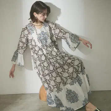 Remind me and forever 인도 코튼 총 꽃무늬 원피스