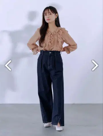 COHINA 턱 디자인 하이웨스트 데님 팬츠 regular S