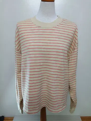 RNA N 베이지 x 오렌지 가는 보더 긴팔 티셔츠 여성용 F 사이즈