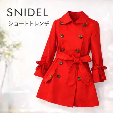 SNIDEL 숏 트렌치 소매 리본 빨간색 S