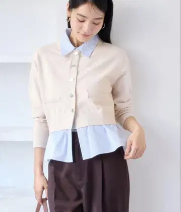 [ 미사용 새상품 ] VIS 셔츠 레이어드 스타일 메탈 버튼 가디건