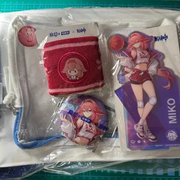 아에 미코 원신 맥동 아크릴 스탠드 캔뱃지 리스트 밴드 가방 4점