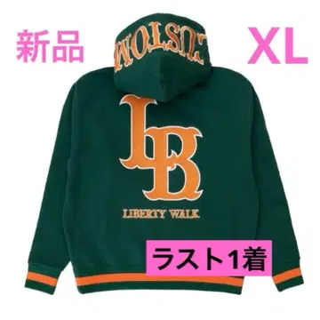 LIBERTY WALK 상의 후드티 그린 자수 로고 속기모