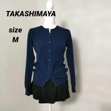 TAKASHIMAYA 타카시마야 캐시미어 100% 가디건 긴팔 네이비