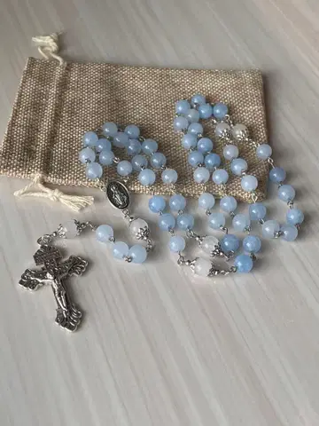 스카이블루 로자리오와 수납 봉투