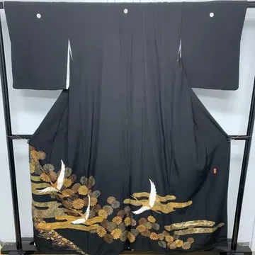 C55 순수 실크 전통 예복 기모노 학 금실 기모노